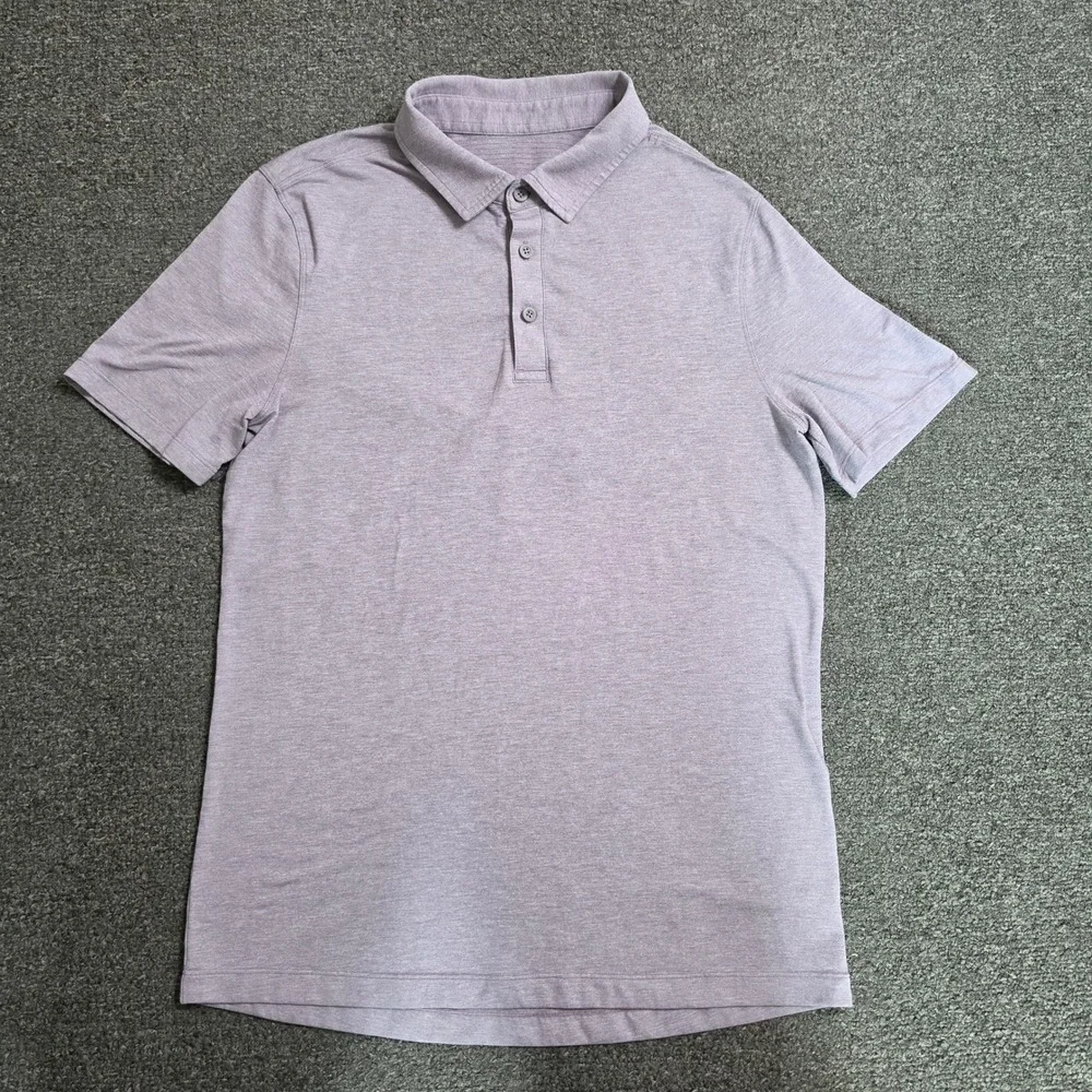 Lululemon Evolution Polo Shirt Heathered Purple Mens Small Short Sleeve Golf Top